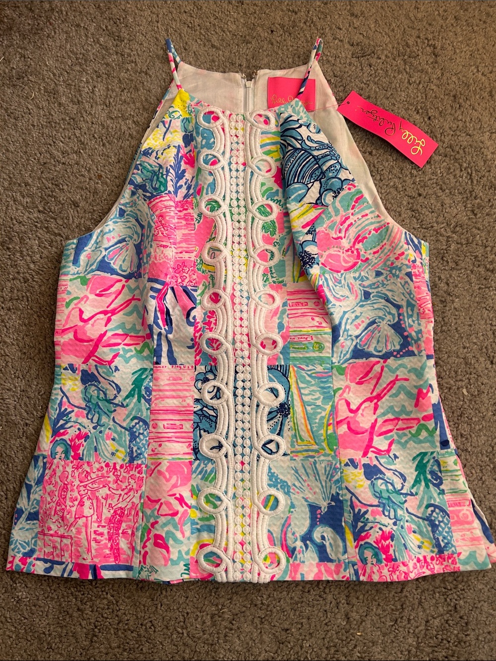 NWT $148 RARE Lilly Pulitzer Pearl Top - Multi Pop Up Summer Remix Patch, Size 8 - Picture 6 of 8